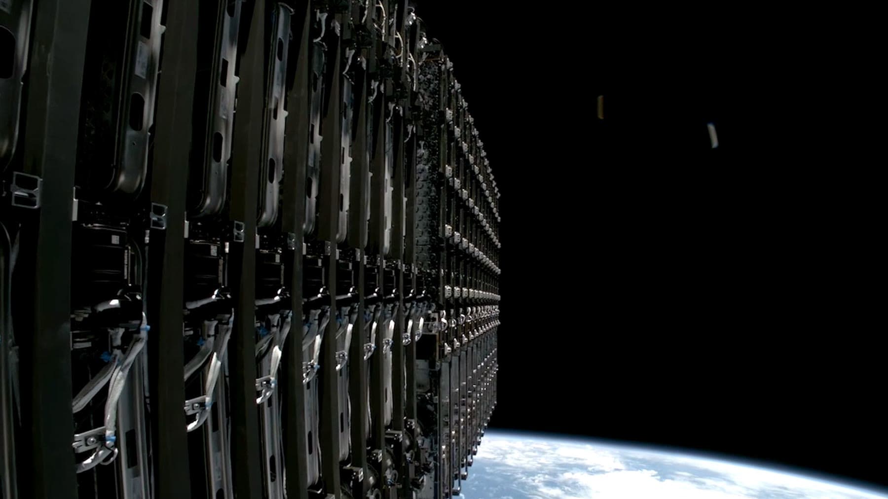 Starlink satellites shown in orbit above Earth.